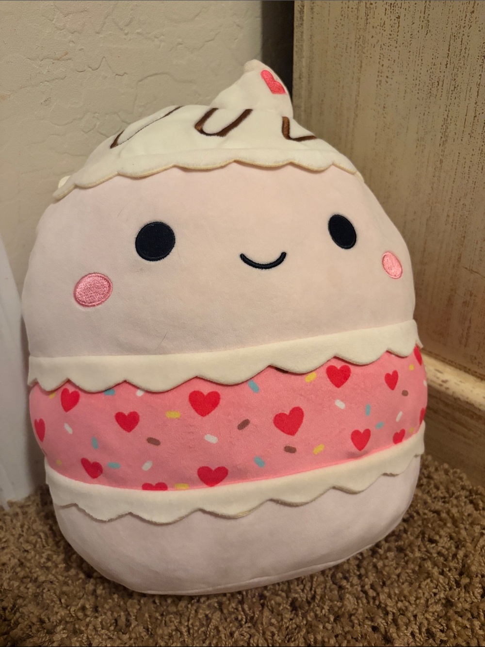 Squishmallows Pink Heart Sprinkle Dessert Plush Pillow